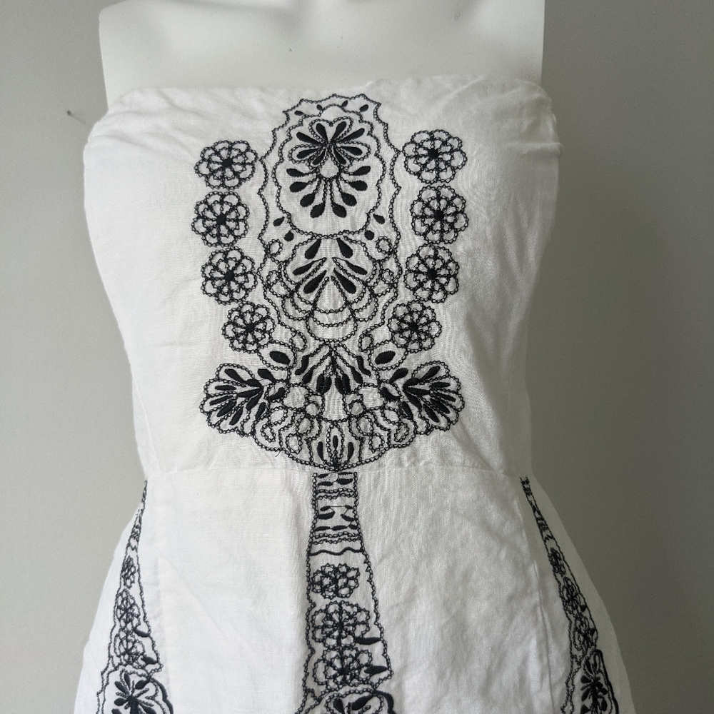 Banana Republic Sz 14 Black/White Strapless Dress - Picture 2 of 9